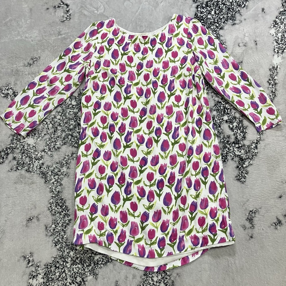 Leah Reena Goren Floral Dress Womens 4 Tulip Print Long Sleeve Shift Mini